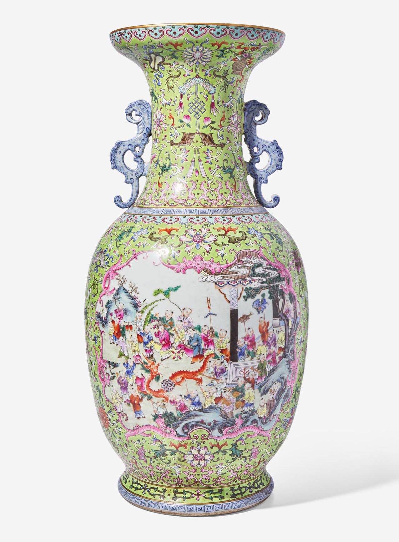 Chinese famille rose boy vase