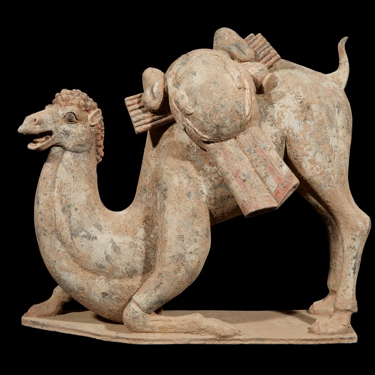 Lot 16: A Chinese grey pottery model of a kneeling Bactrian camel, Northern Qi dynasty, $3,000-5,000, to be offered at Freeman's on March 12, 2019.