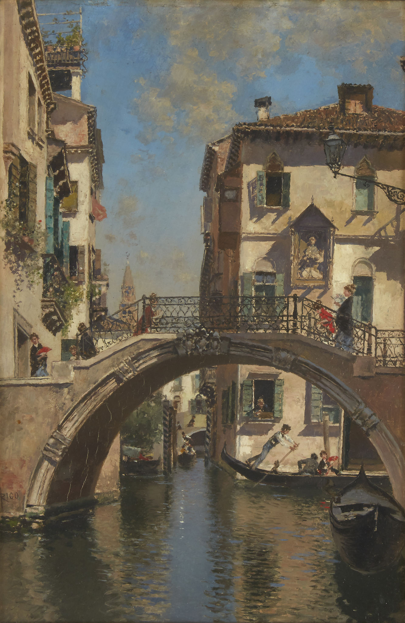 Martin Rico Y Ortega (Spanish 1833-1908),  Venetian Canal (Ponte Storto), Signed 'Rico' bottom center left, oil on panel, 14 1/8 x 9 1/4 in. (35.9 x 23.5cm), $12,000-18,000