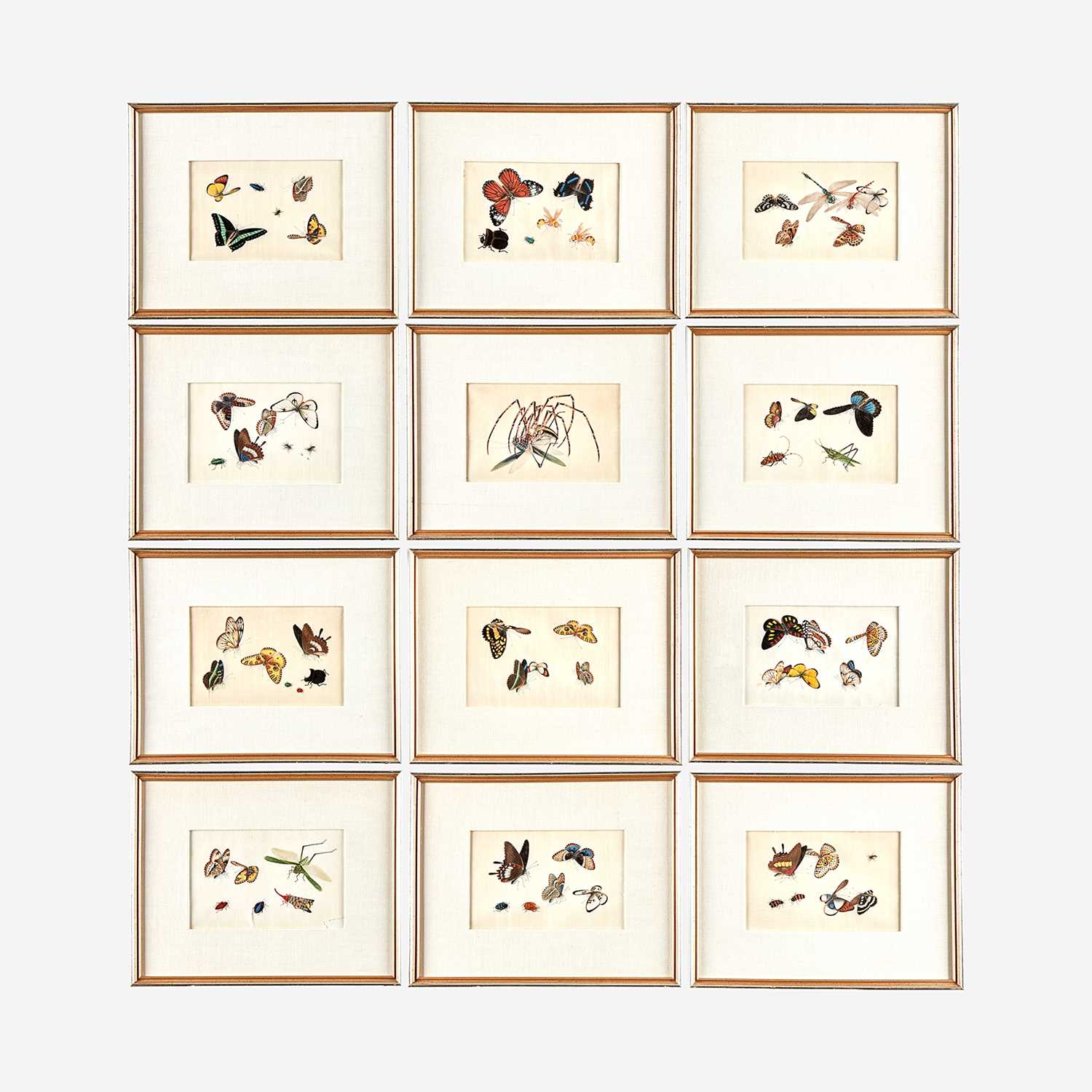 A Suite of Twelve Framed Chinese Export Paintings