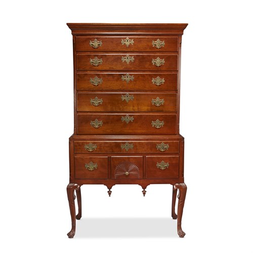 Lot 61 - Queen Anne carved cherrywood high chest