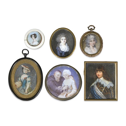 Lot 82 - A group of six European portrait miniatures
