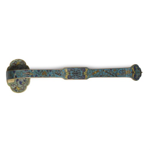 Lot 190 - A Chinese parcel-gilt cloisonné ruyi sceptre