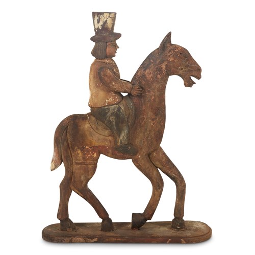 Lot 54 - Carved and painted horse and rider trade sign