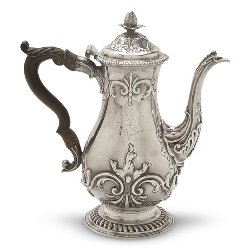 Lot 5 - George III sterling silver coffee pot with Meade family coat-of-arms