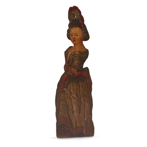 Lot 17 - Two English painted wood dummy boards in the form of young ladies