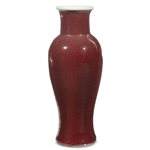 Lot 45 - A Chinese copper-red glazed baluster vase