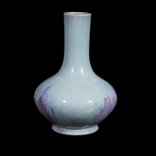 Lot 138 - An unusual large Chinese "Splashed Jun"-type glazed bottle vase