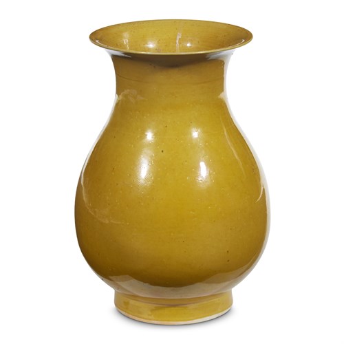Lot 155 - A Chinese yellow-glazed biscuit porcelain vase