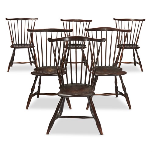 Lot 44 - Assembled set of six fan-back Windsor side chairs