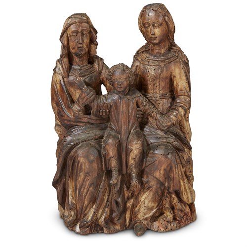 Lot 80 - A NORTHERN EUROPEAN GILT WALNUT SCULPTURE OF THE HOLY FAMILY