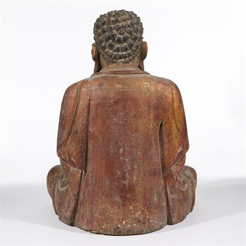 Lot 92 - A large Chinese gilt lacquered wood figure of a Buddha