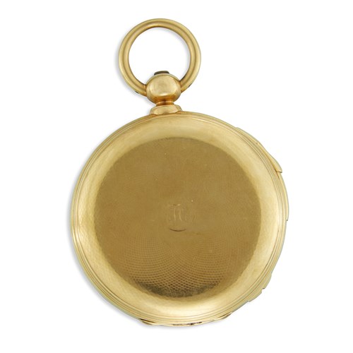 Lot 73 - An eighteen karat gold hunter cased repeating pocket watch, H. Moser