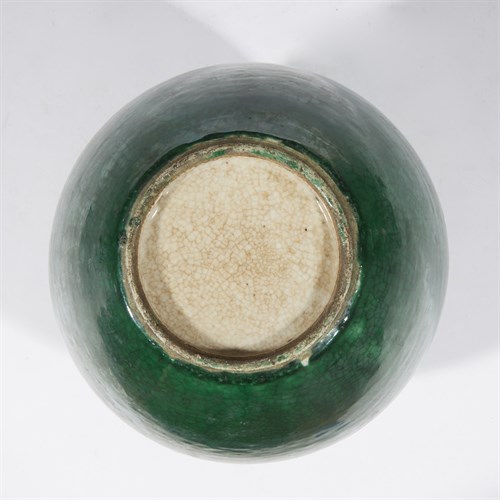 Lot 139 - A Chinese green-enameled porcelain ovoid jar