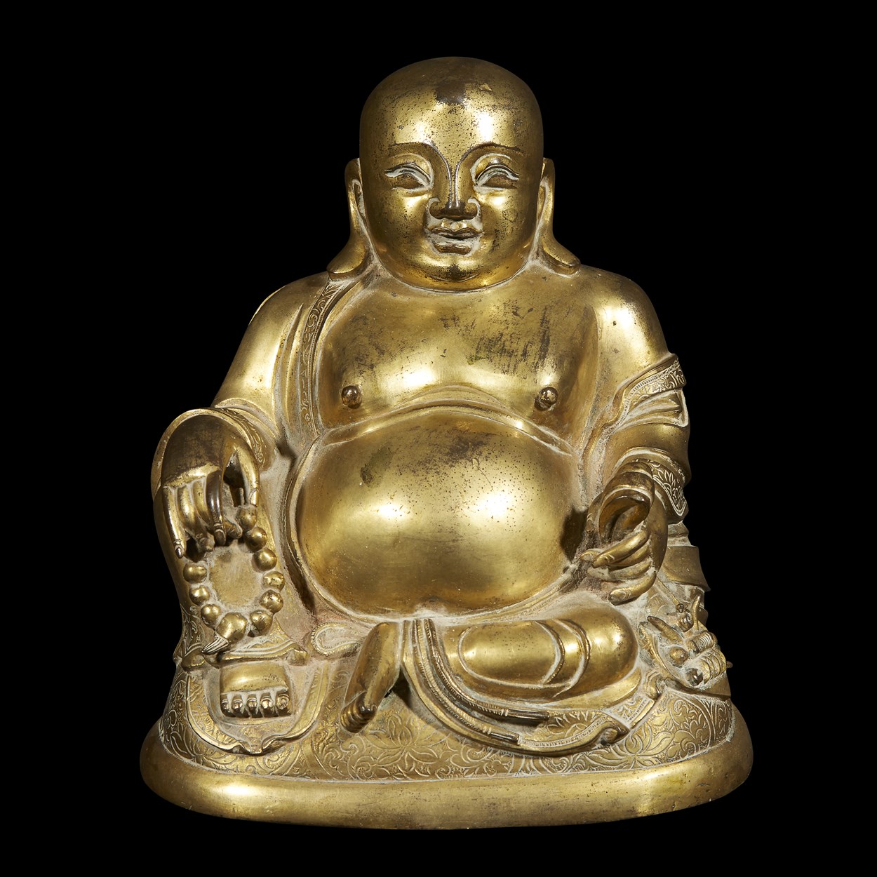 Lot 83 - A Chinese gilt bronze figure of Budai