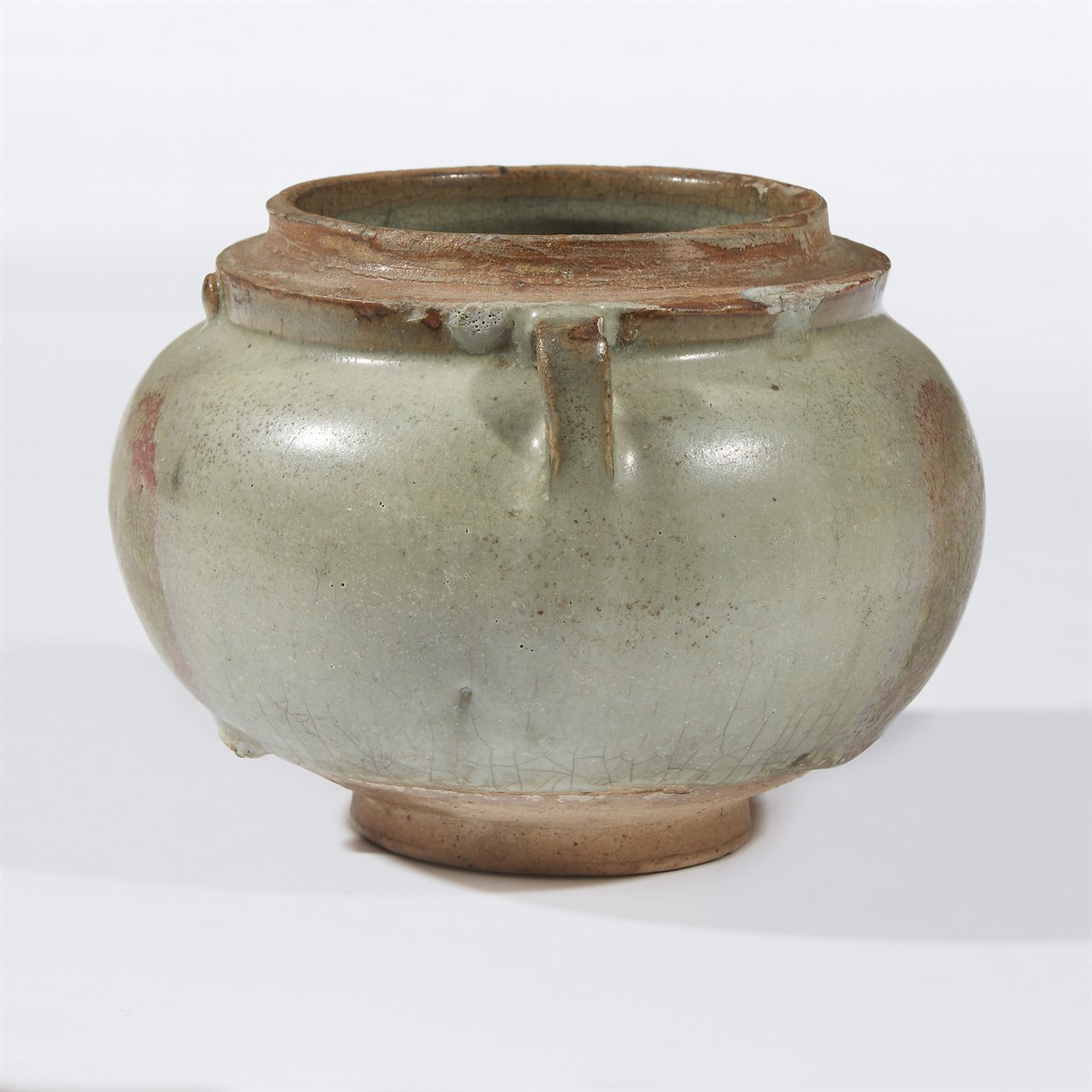 Lot 56 - A Chinese copper-splashed pale green-blue glazed junyao jar