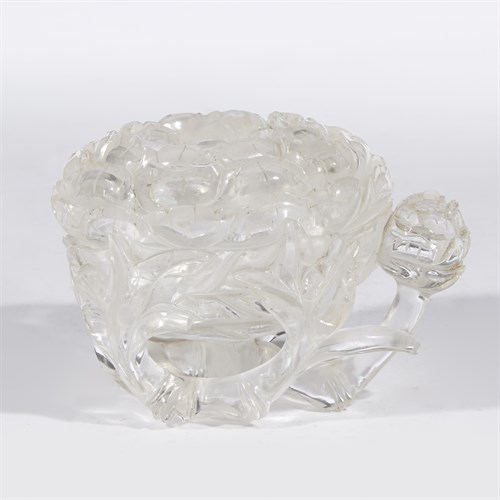 Lot 263 - A Chinese rock crystal "Peony" water coupe