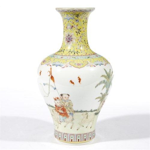 Lot 236 - A finely-decorated Chinese famille rose porcelain "Boys" vase
