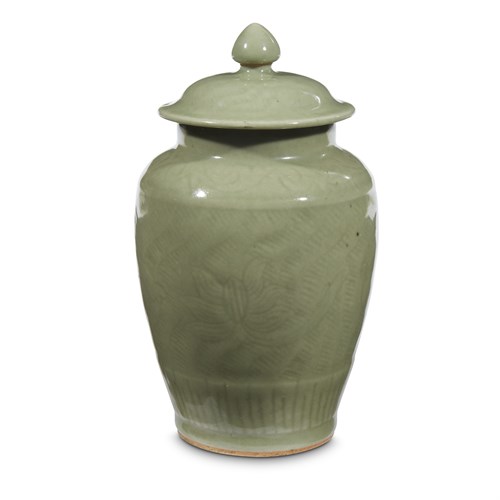 Lot 96 - A Longquan celadon covered jar