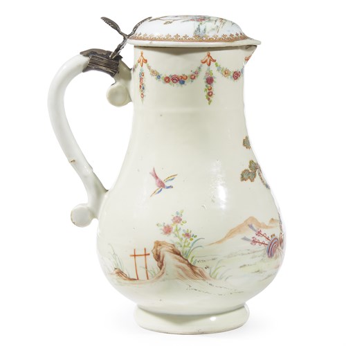 Lot 126 - A Chinese famille rose export porcelain coffee pot and hinged cover