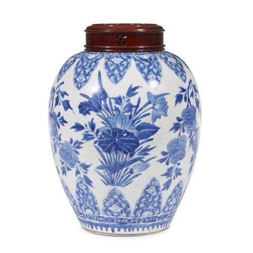 Lot 106 - A Chinese blue and white porcelain ovoid jar