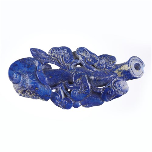 Lot 283 - A Chinese carved lapis lazuli ruyi scepter-form ornament
