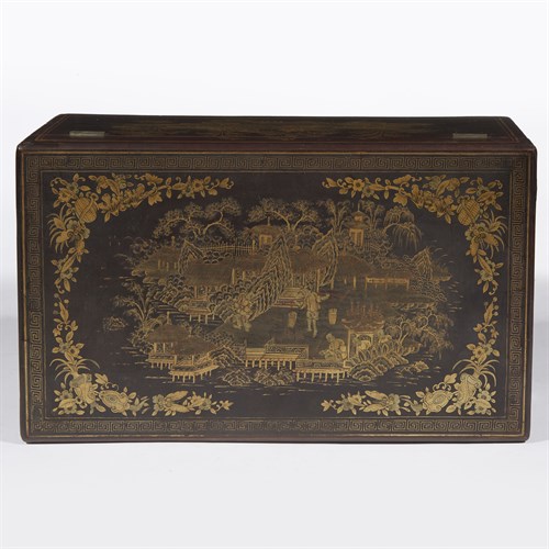 Lot 196 - A Chinese export lacquer portable writing desk
