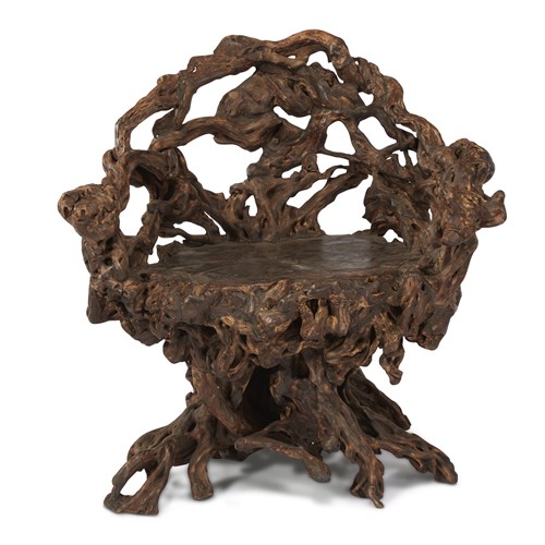 Lot 244 - A Chinese rootwood armchair