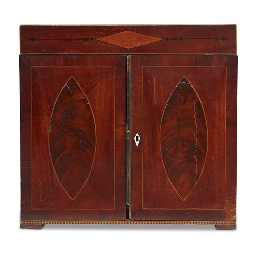 Lot 1 - A George III inlaid mahogany two-door specimen cabinet