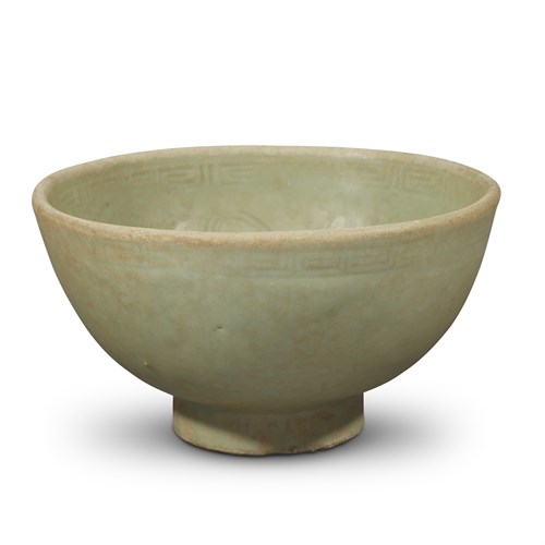 Lot 64 - A Chinese Lonquan celadon molded bowl