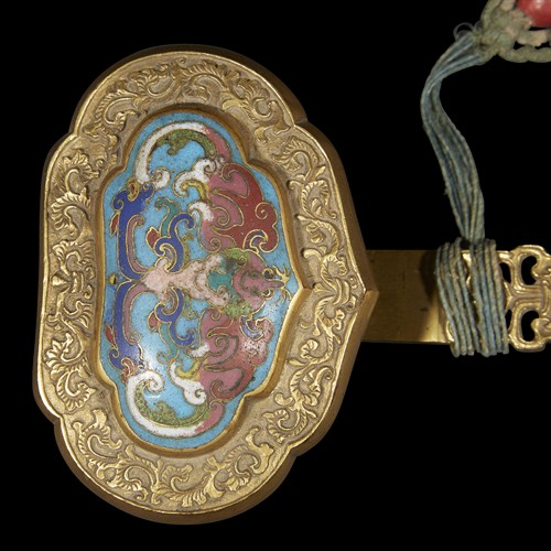 Lot 167 - A Chinese gilt bronze and cloisonne ruyi scepter