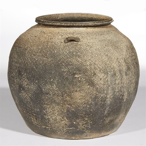 Lot 4 - A Chinese stamped grey stoneware jar