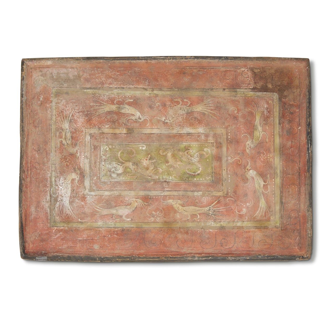 Lot 5 - An unusual Chinese painted pottery rectangular plaque