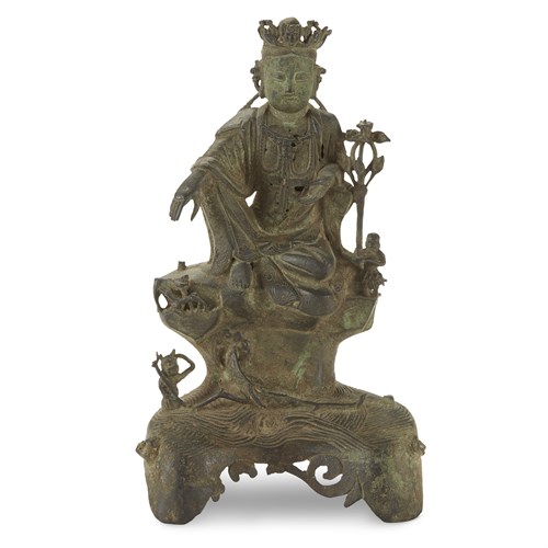 Lot 75 - A Chinese bronze figure of a seated Guanyin