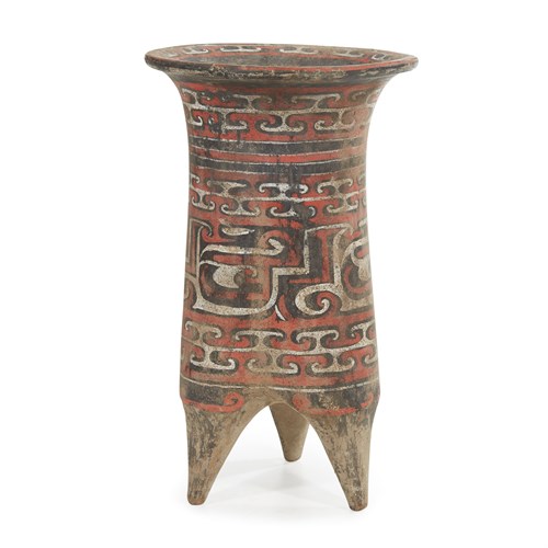 Lot 10 - A Chinese painted pottery tripod vessel