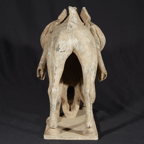 Lot 16 - A Chinese grey pottery model of a kneeling Bactrian camel