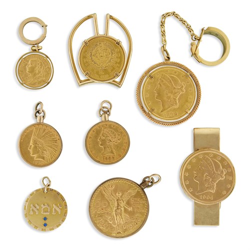 Lot 74 - A collection of gold coin and gold accessories