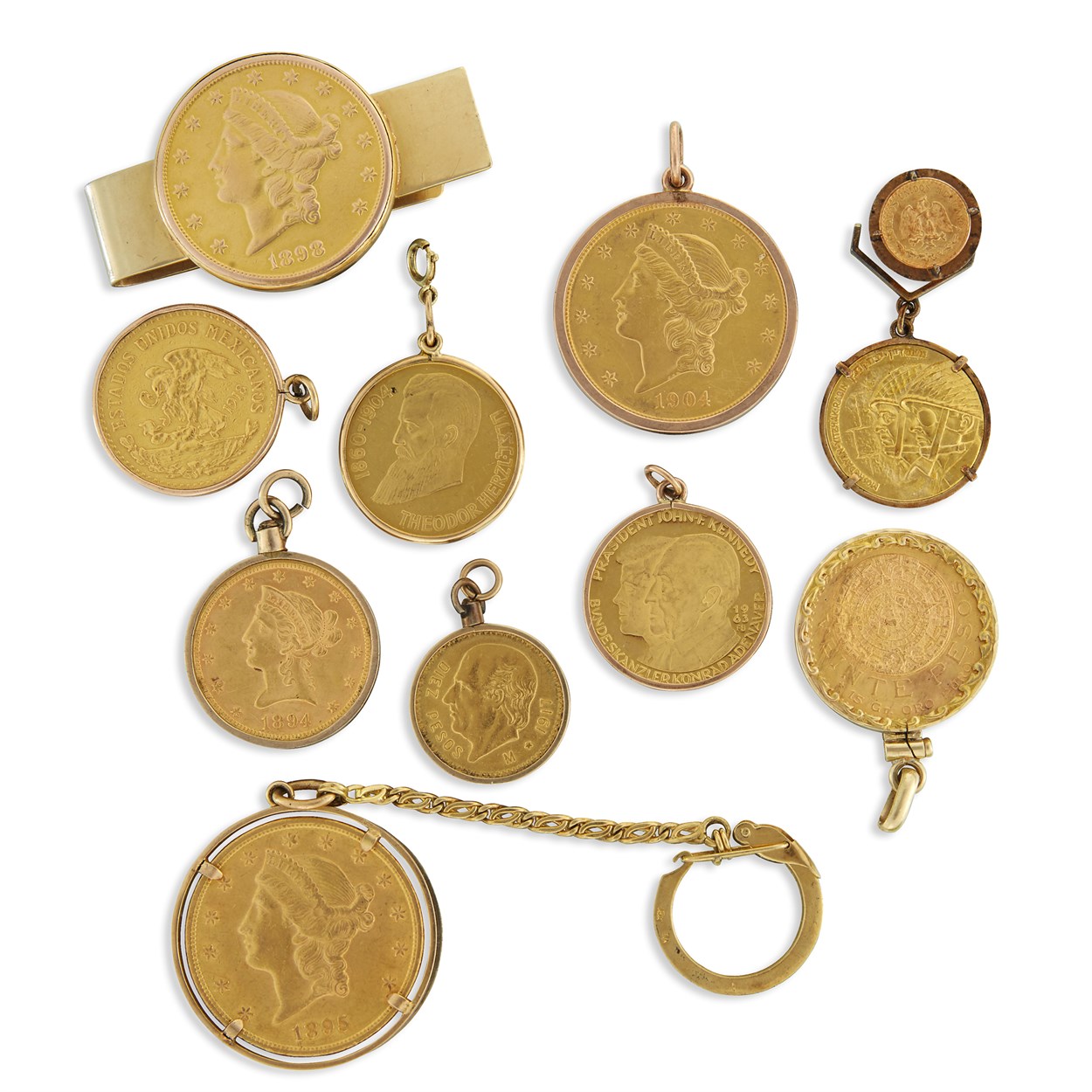 Lot 87 - A collection of gold coin and gold accessories