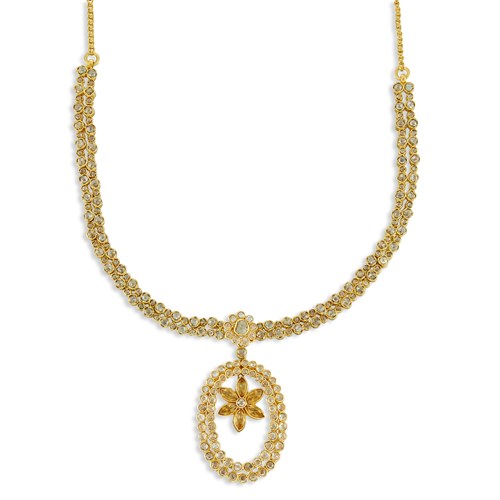 Lot 88 - A twenty-two karat gold, diamond, and yellow sapphire pendant necklace