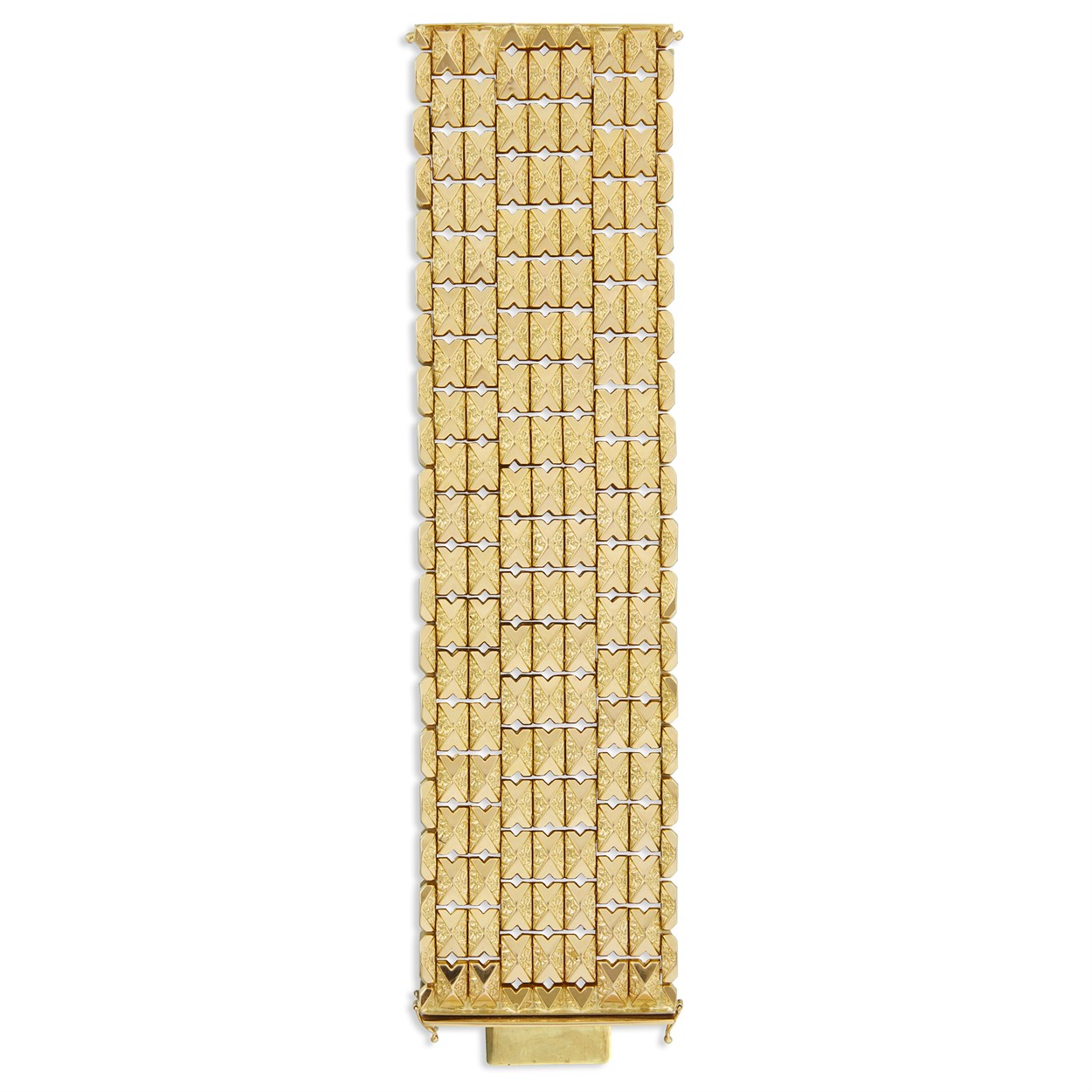 Lot 61 - An eighteen karat gold wide strap bracelet