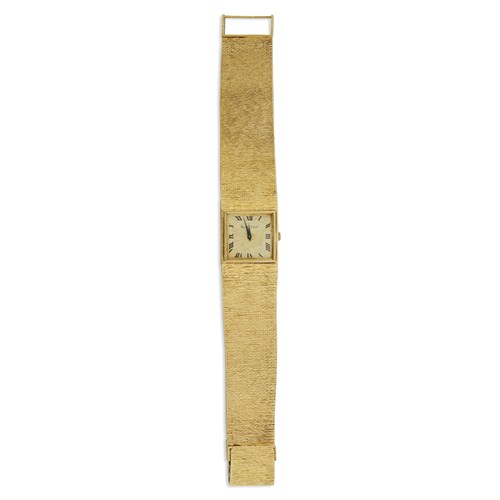 Lot 103 - An eighteen karat gold bracelet watch, Bueche Girod
