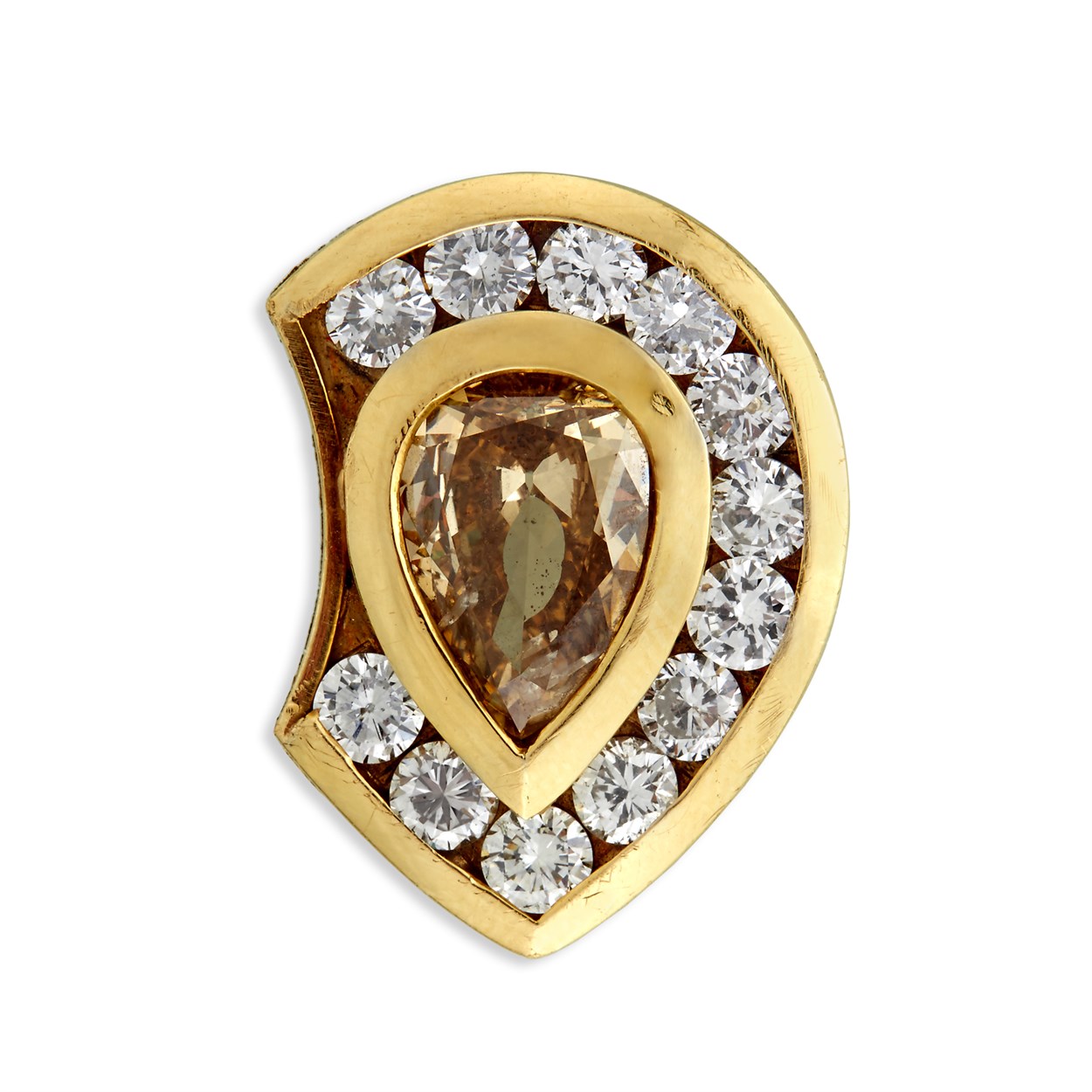 Lot 24 - A colored diamond, diamond, and fourteen karat gold applique