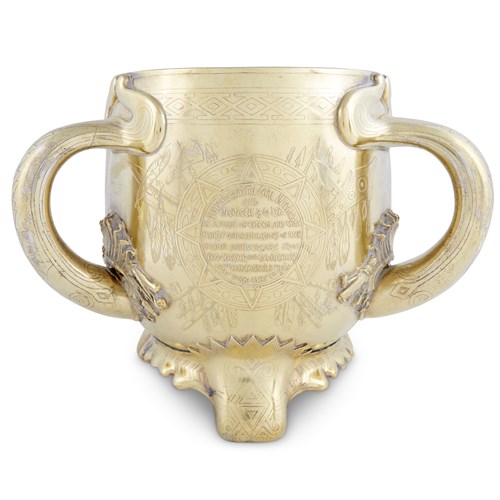 Lot 4 - Sterling silver-gilt Native American-style presentation loving cup