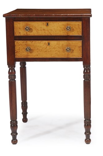 Lot 32 - A Federal mahogany and burl maple work table