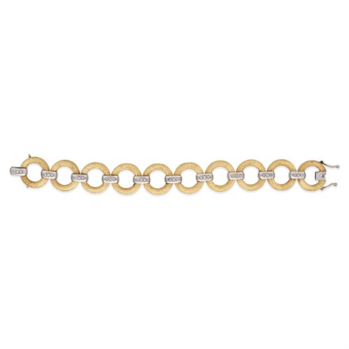Lot 57 - An eighteen karat gold and diamond bracelet