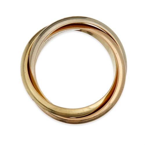 Lot 20 - A tricolor eighteen karat gold ring, Cartier