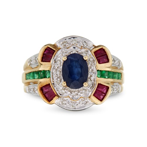 Lot 51 - A sapphire, ruby, emerald, diamond, and