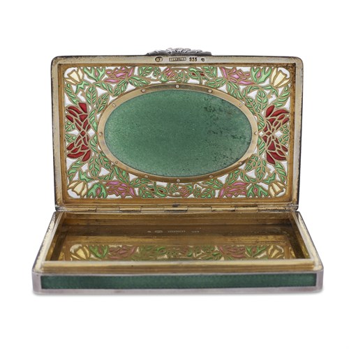 Lot 13 - A sterling silver and enamel compact