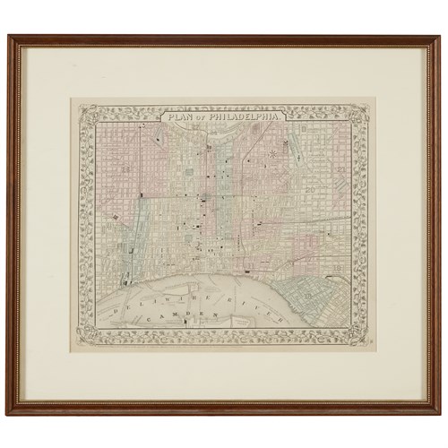 Lot 41 - A hand-colored lithograph of the Plan of Phildelphia