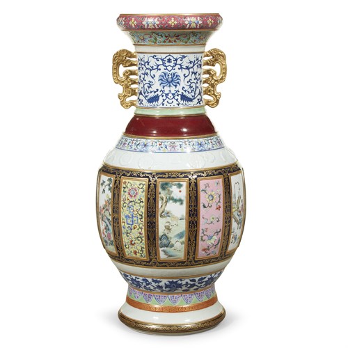 Lot 60 - A finely decorated Chinese famille rose porcelain baluster vase